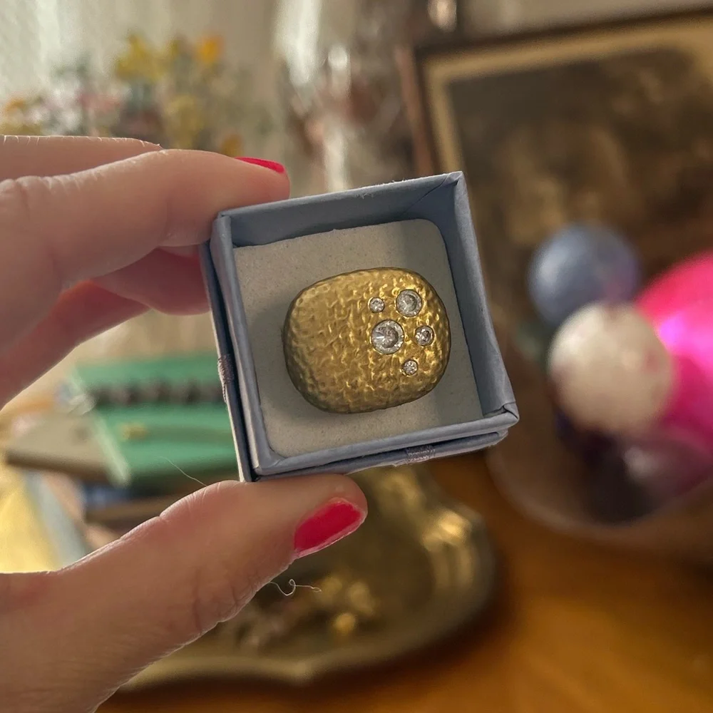 Hammered Gold & Diamond Ring